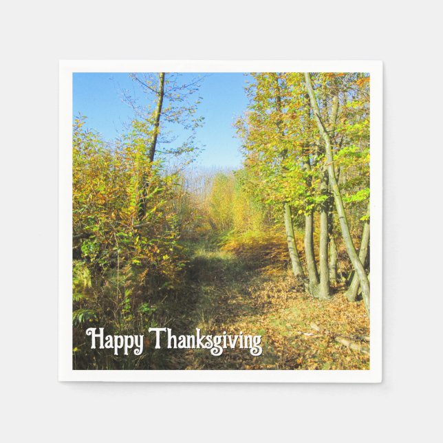 Serviette En Papier Sunlit Woods en automne - Thanksgiving personnalis (Devant)