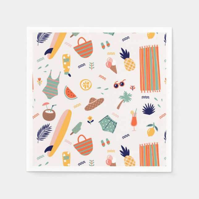 Serviette En Papier Sunny Beach Fun Motif (Devant)