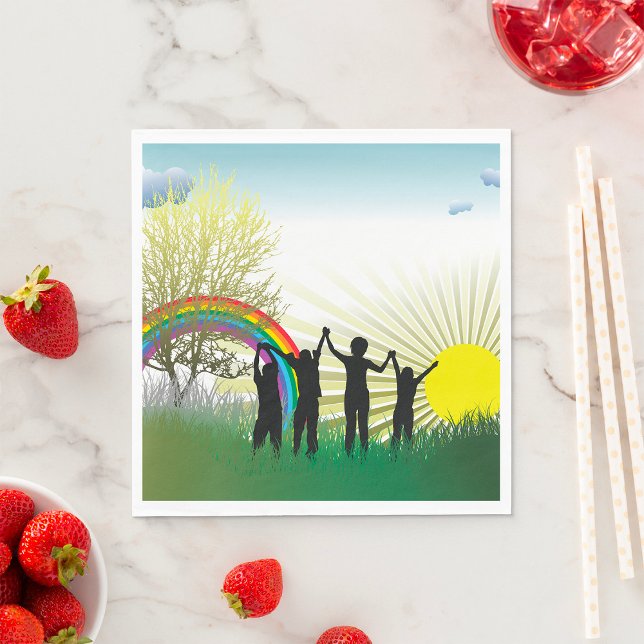 Serviette En Papier Sunrise Rainbow Children (Créateur téléchargé)