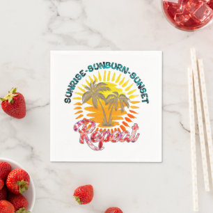 Serviette En Papier Sunrise-Sunburn-Sunset-Repeat Palmiers d'or