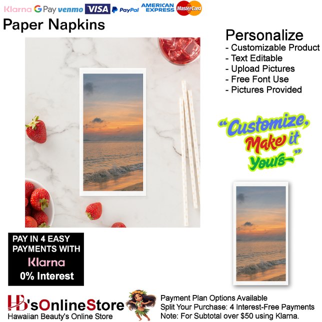 Serviette En Papier Sunset Beach Guest Serviettes Papier serviette 50 (Sunset Beach Tables Kitchen Restaurant Decor Paper Guest Towels 50.)