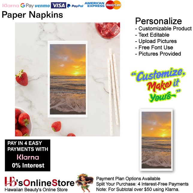Serviette En Papier Sunset Beach Guest Towel Paper Napkins 46 (Sunset Beach Tables Kitchen Restaurant Decor Paper Guest Towels 46.)