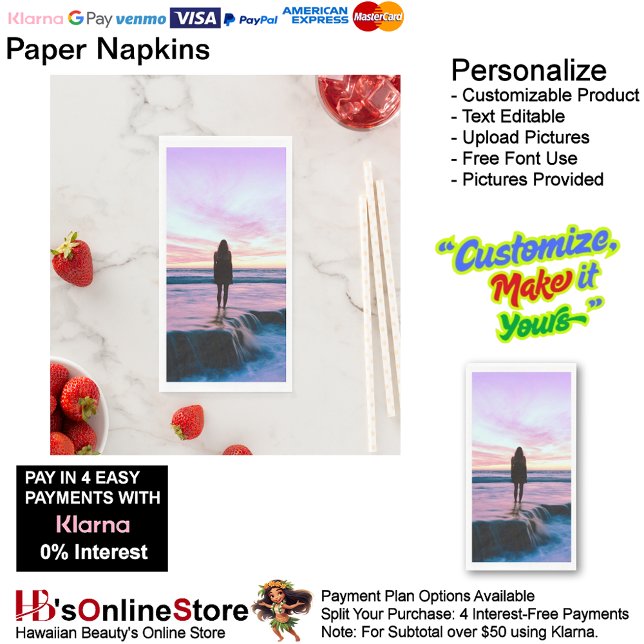 Serviette En Papier Sunset Beach Guest Towel Paper Napkins 8 (Sunset Beach Tables Kitchen Restaurant Decor Paper Guest Towels 8.)