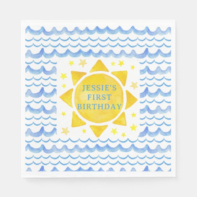 Serviette En Papier Sunshine Ocean & Stars serviettes d'anniversaire - (Devant)