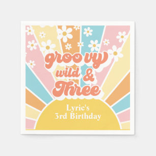 Serviette En Papier Sunshine Retro daisy 3e anniversaire