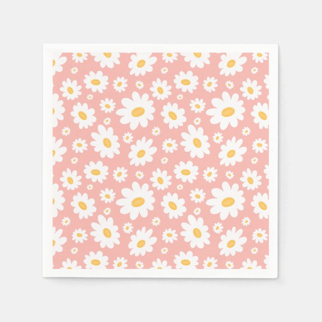 Serviette En Papier Super Blush Boho Daisy Floral Garden Motif (Devant)