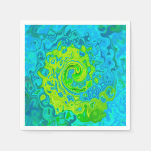 Serviette En Papier Super Chartreuse et Aquamarine Liquide Swirl