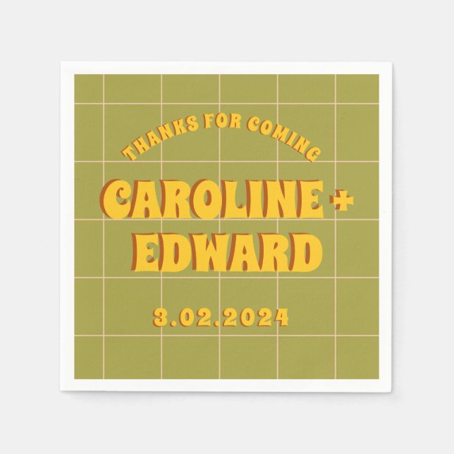 Serviette En Papier Super Gras Vert Jaune Rouge Funky (Devant)