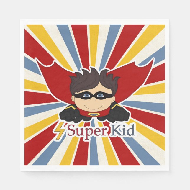 Serviette En Papier Super Kid Superhero Theme Boy's Party (Devant)