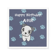 Super mignonne gris et bleu Bulldog Anniversaire N