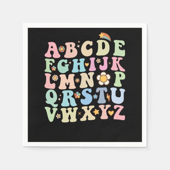 Serviette En Papier Super PrK Kindergarten Alphabet ABC Retro (Devant)