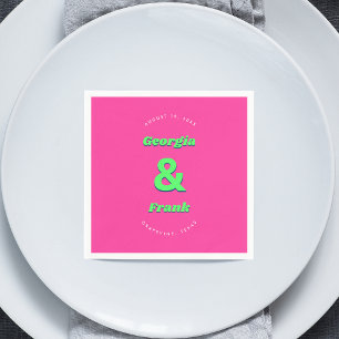 Serviette En Papier Super Retro Ampersand Hot rose coloré Mariage