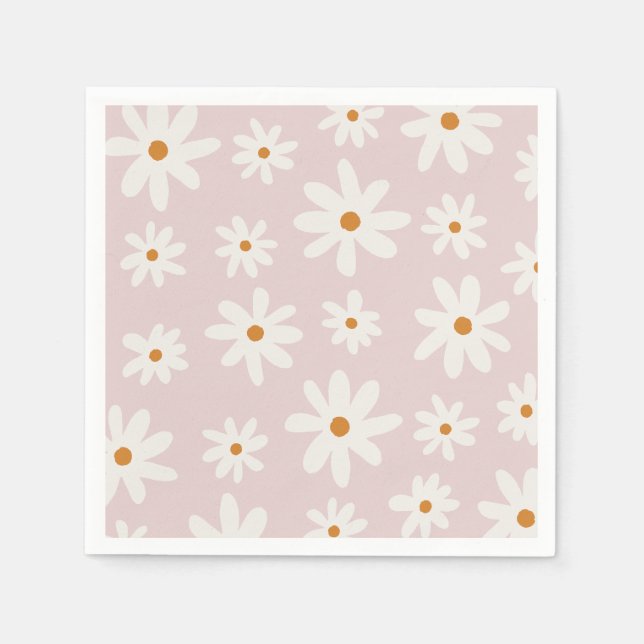 Serviette En Papier Super Retro Blush Rose Daisy (Devant)