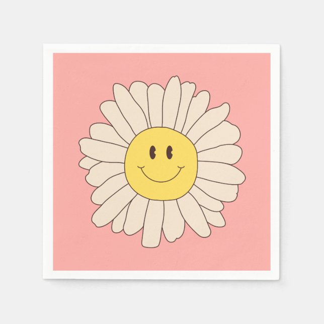 Serviette En Papier Super Retro Daisy Rose (Devant)