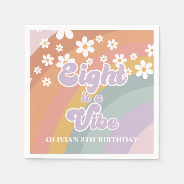 Serviette En Papier Super Retro huit est une Vibe Rainbow (Devant)