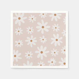 Serviette En Papier Super Retro Lumière Brown marguerite Floral