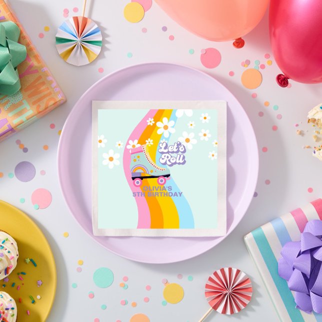 Serviette En Papier Super Rollersking Retro Rainbow Anniversaire (Créateur téléchargé)