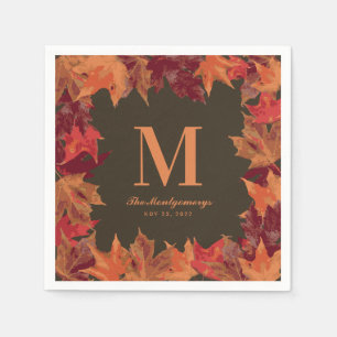 Serviette En Papier Superbe Automne Feuilles Monogramme automne