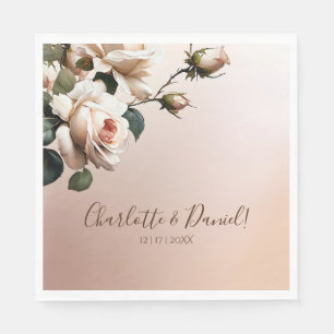 Serviette En Papier Superbe Mariage de Rose d'huile beige