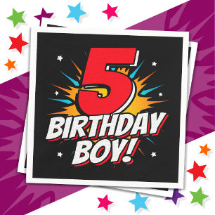 Serviette En Papier Superhero 5 ans Anniversaire Garçon 5e Anniversair