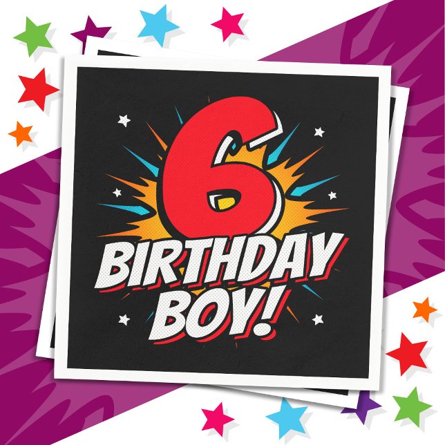 Serviette En Papier Superhero 6 ans Anniversaire Garçon 6e Anniversair (Créateur téléchargé)