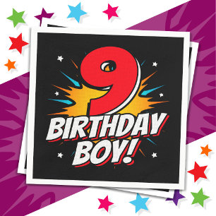 Serviette En Papier Superhero 9 ans Anniversaire Garçon 9e Anniversair