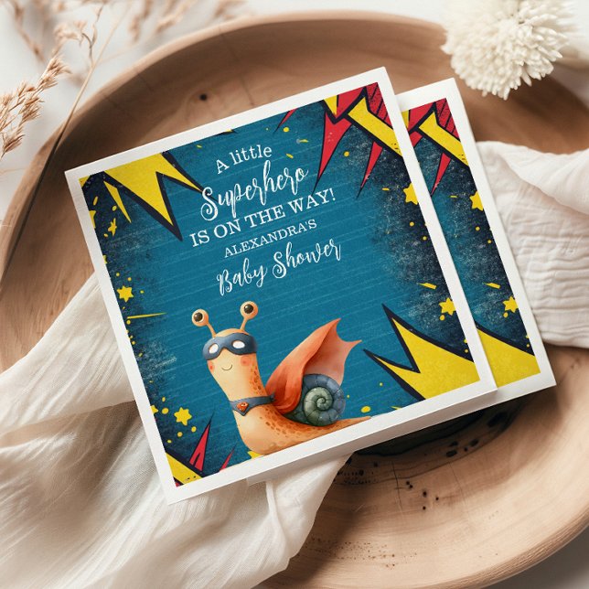 Serviette En Papier Superhero Animaux Baby shower garçon (Créateur téléchargé)