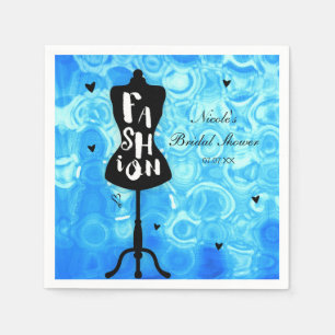Serviette En Papier Support Mannequin Vintage Rétro Bleu MODE Fête