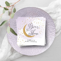 Sur la lune Baby shower violet or Personnalisé