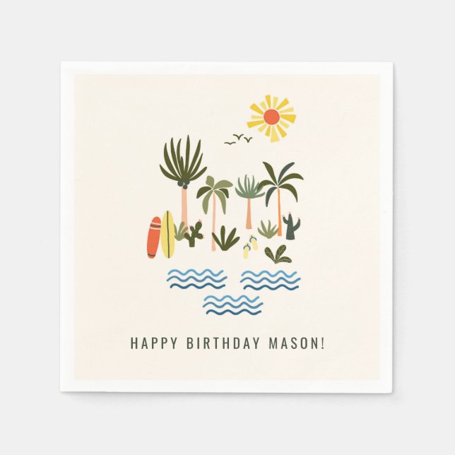 Serviette En Papier Surf d'été Fête d'anniversaire (Devant)
