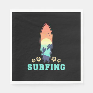 Serviette En Papier Surf Et Fleur