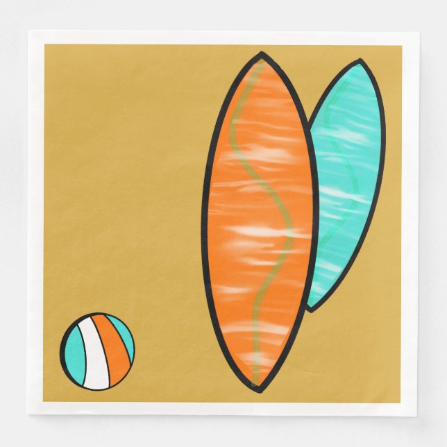 Serviette En Papier Surfer Anniversaire Dîner Papier serviettes #2 (Devant)