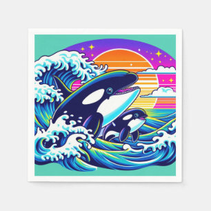 Serviette En Papier Surfer sur les vagues