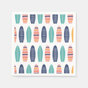 Serviette En Papier Surfs UP Pink plage rétro van planches