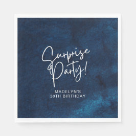 Serviette En Papier Surprise fête d'anniversaire Marine bleu aquarelle