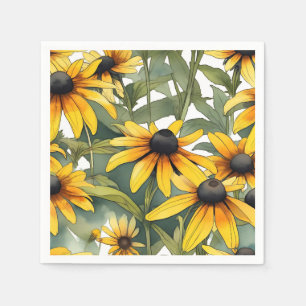 Serviette En Papier Susan Floral aux yeux noirs