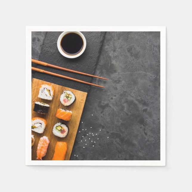 Serviette En Papier Sushi japonais élégant dîner soirée (Devant)