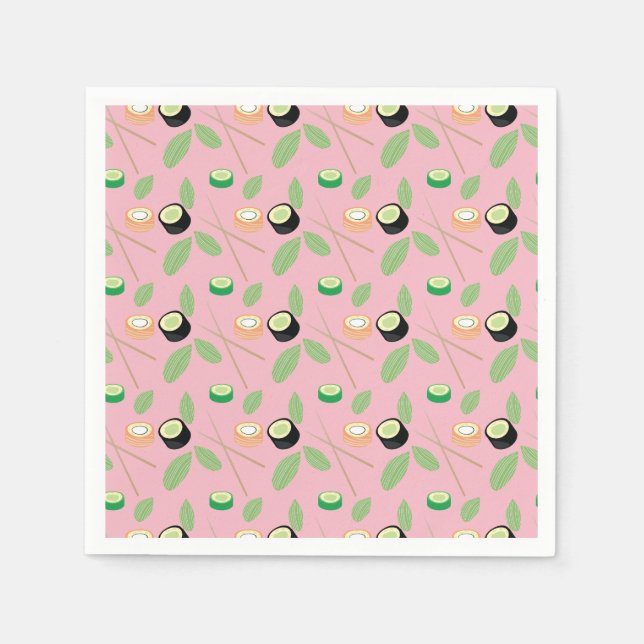 Serviette En Papier Sushi Party Hibachi Sushi Rolls et Chopsticks (Devant)