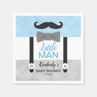Serviette En Papier Suspendants arc cravate bébé bleu gris baby shower