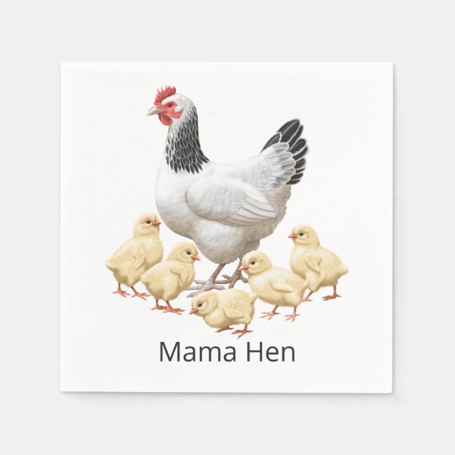Serviette En Papier Sussex Chicken Mama Hen et Chicks (Devant)