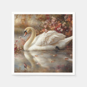 Serviette En Papier Swan Pastel Autumn Foliage Peinture