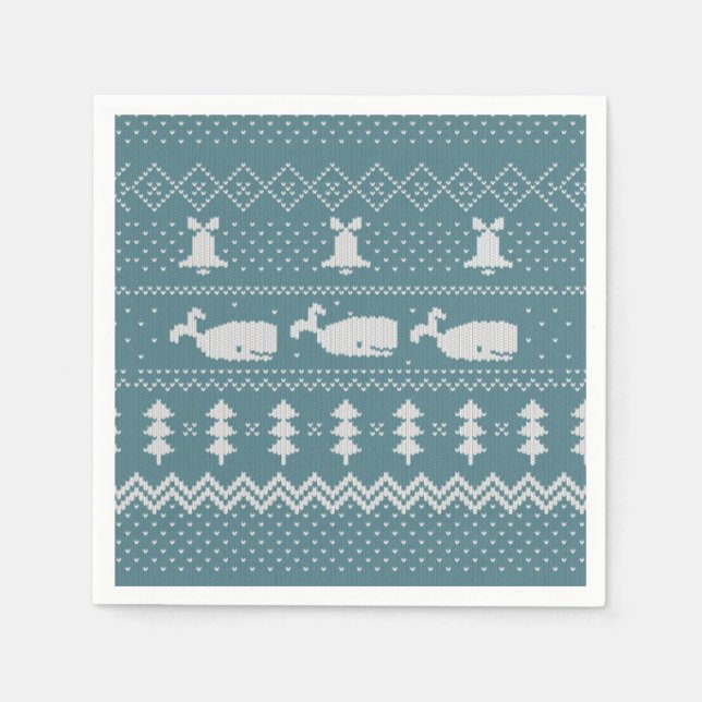 Serviette En Papier Sweat de Noël Motif Knished Baleine Scandi (Devant)