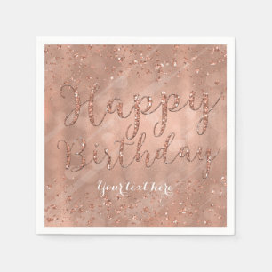 Serviette En Papier Sweet 16 Anniversaire Faux Rose Gold Parties scint