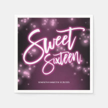 Sweet 16 Anniversaire Hot rose Neon Effect Party