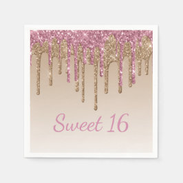 Serviette En Papier Sweet 16 Glam Script Ombré Sparkle
