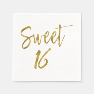 Serviette En Papier Sweet 16 Gold Foil Anniversaire serviettes