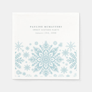 Serviette En Papier Sweet 16 Party Bleu blanc Snowflake hiver