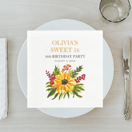Serviette En Papier Sweet 16 Seize Anniversaire Fête Tournesol Pays