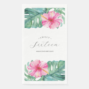 Serviette En Papier Sweet 16 Thème Tropical Anniversaire