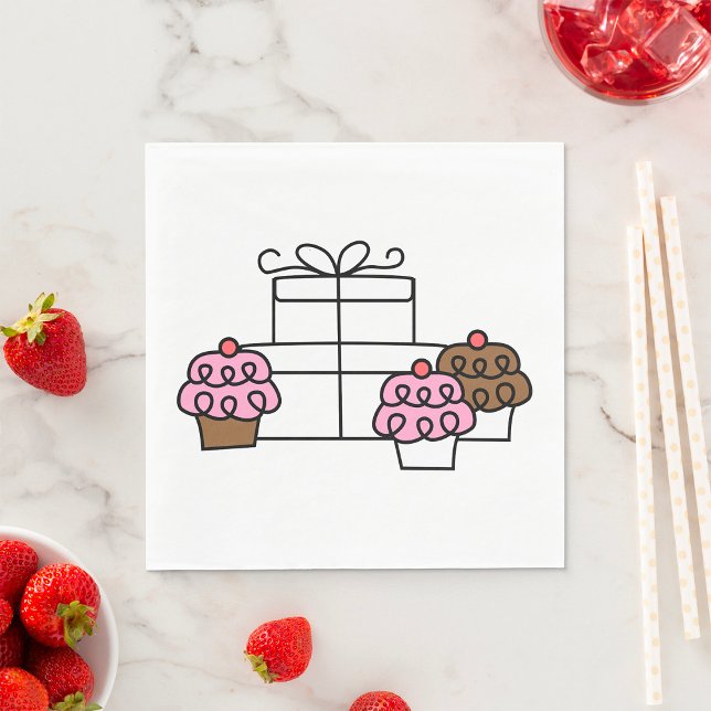 Serviette En Papier Sweet Celebration Cupcake et boîte cadeau (Créateur téléchargé)